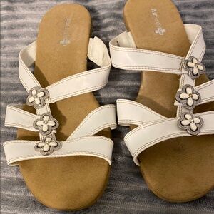 White Sandals with Floral Accents